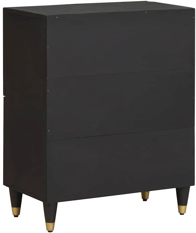 Kabalas su lentyna Juoda 60 x 33 x 75 cm Kietas mango medis