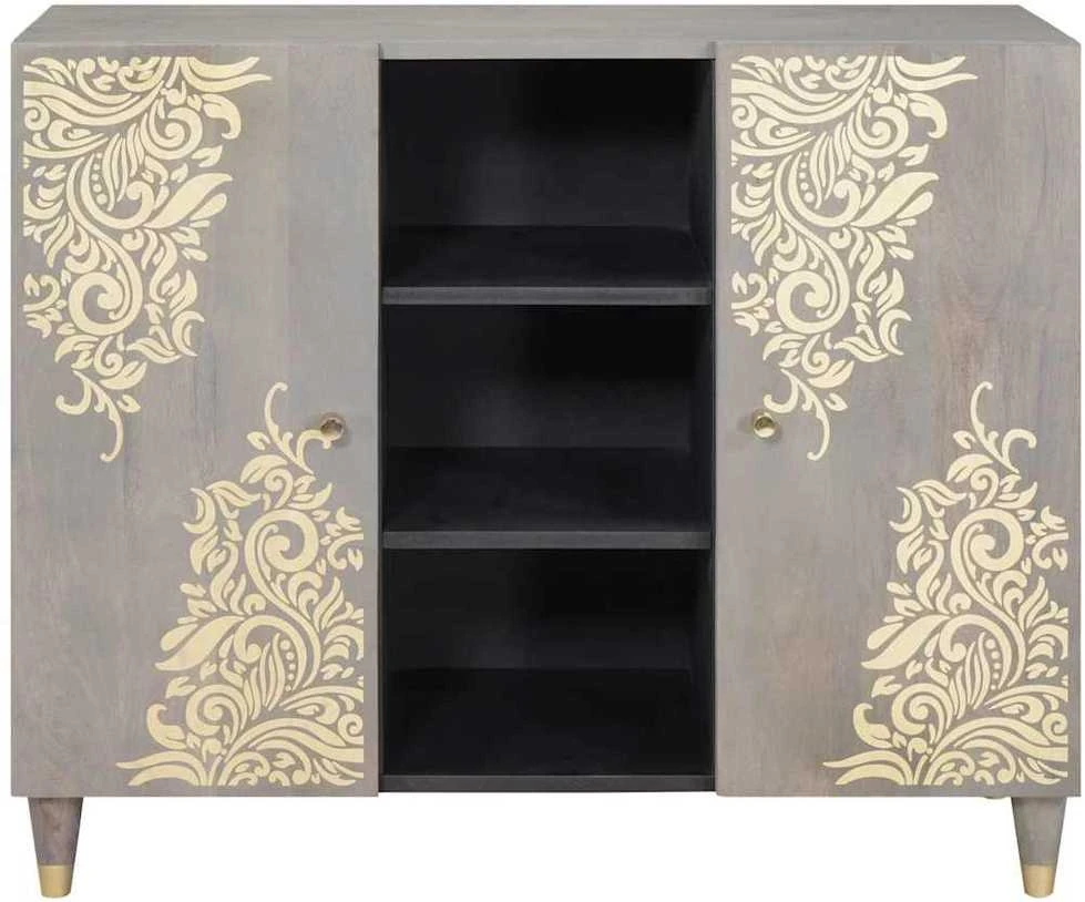 Kabalas Pilkas ir auksinis 90 x 33 x 75 cm Kietas mango medis