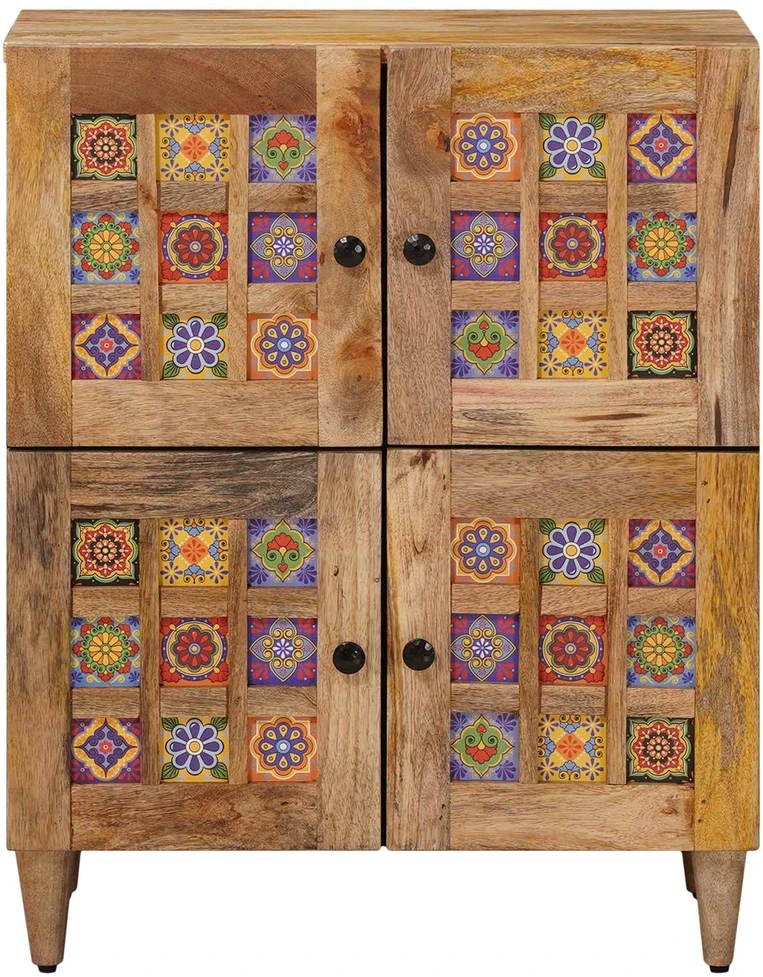Kabalas su saugykla Natūrali 60 x 33 x 75 cm Kietas mango medis