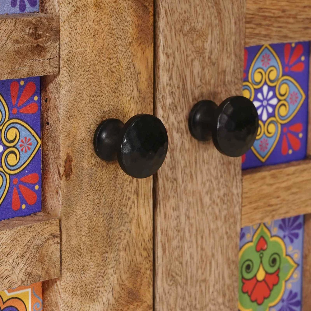 Kabalas su saugykla Natūrali 60 x 33 x 75 cm Kietas mango medis