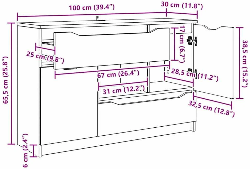 Kabalas Balta 100 x 30 x 65,6 Apdirbta mediena