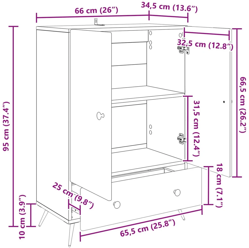 Kabalas Balta 66 x 34,5 x 95 cm Apdirbta mediena