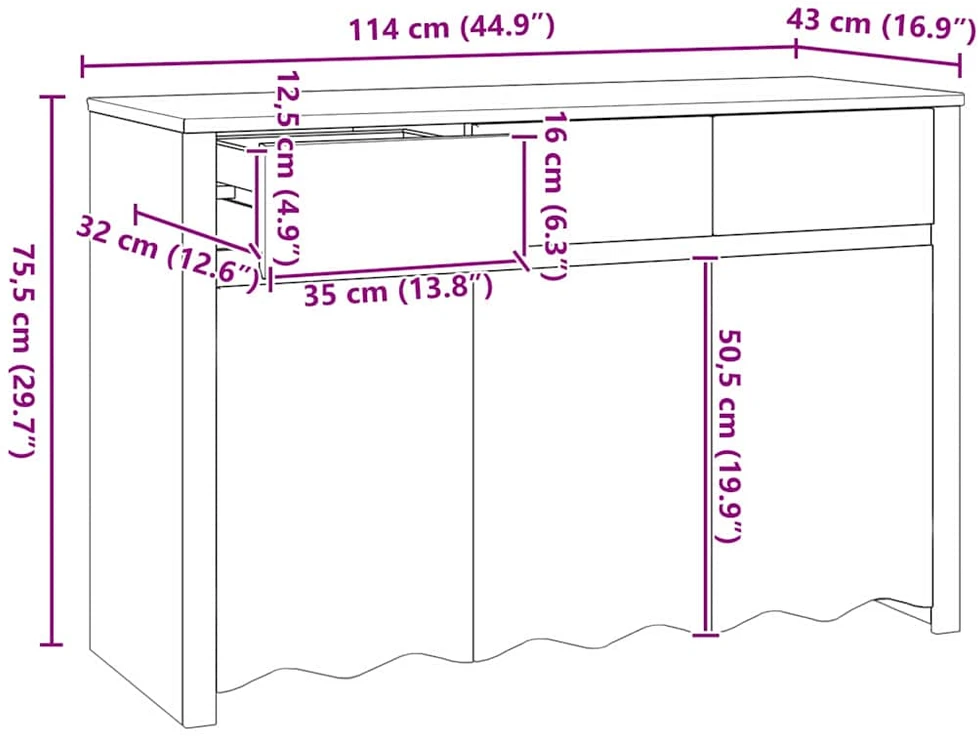 Kabalas su stalčių Drammen Balta 114 x 43 x 75,5 cm