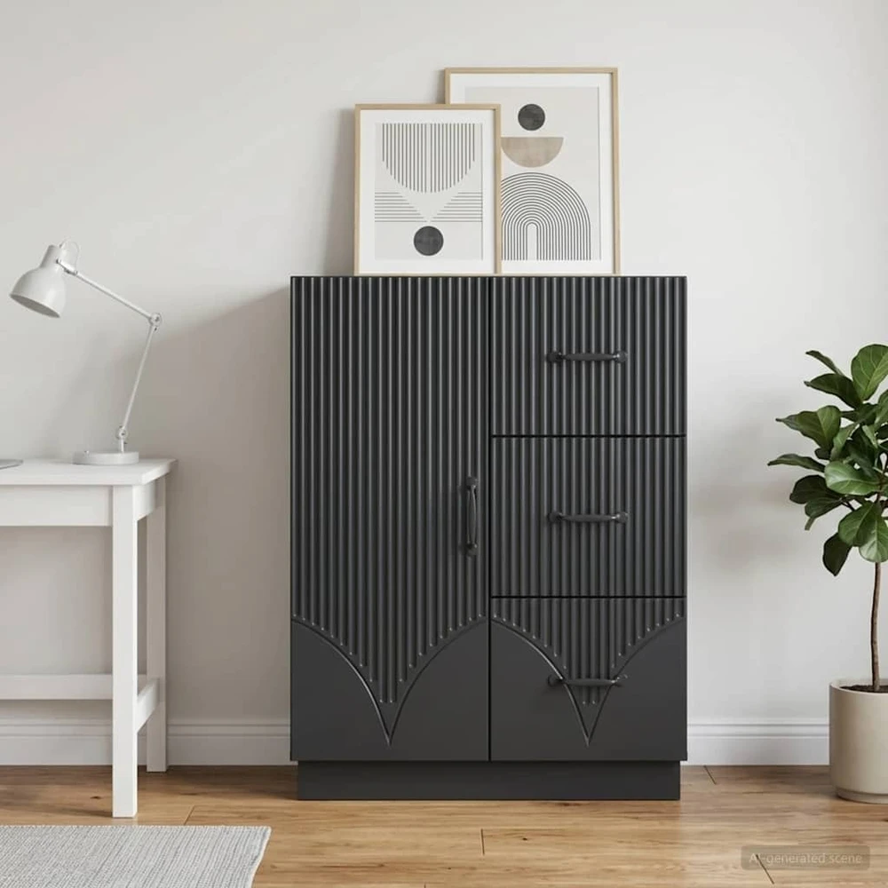 Kabalas su stalčių Juoda 66 x 34,5 x 87 cm Apdirbta mediena
