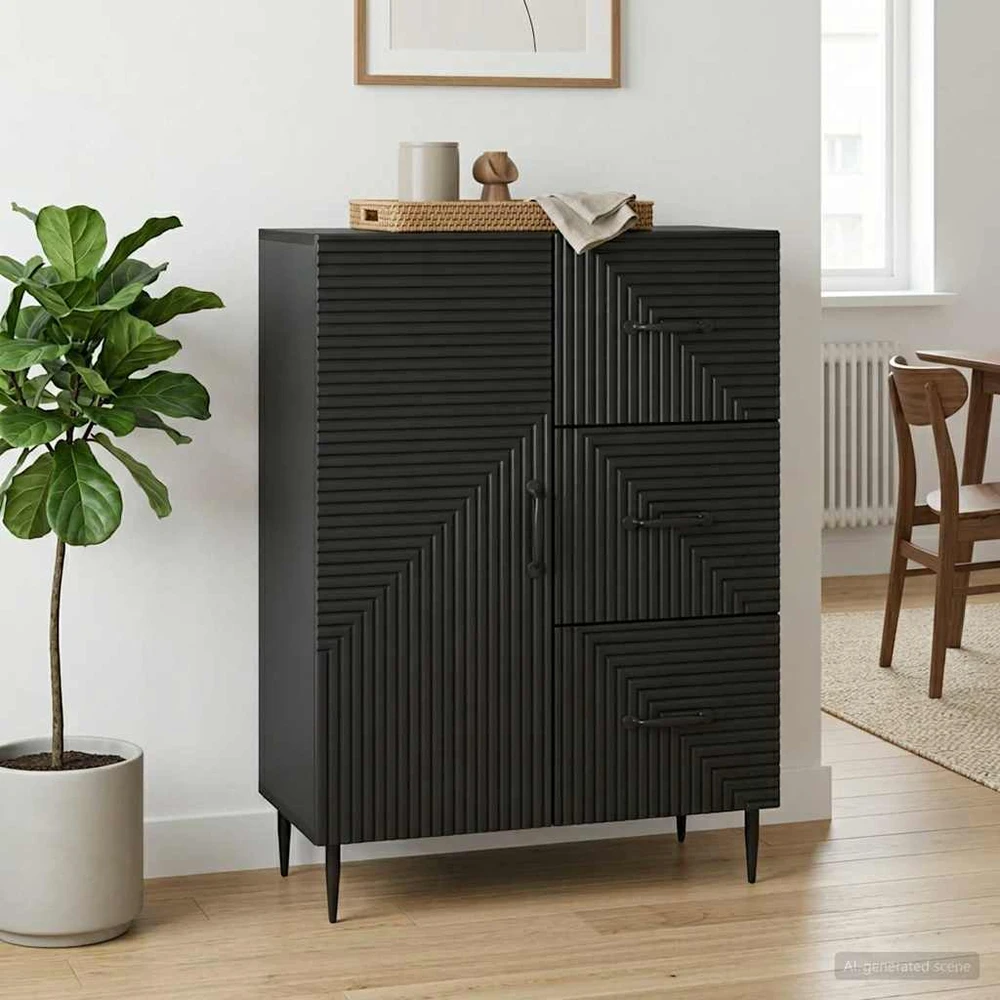 Kabalas su stalčių Juoda 66 x 34,5 x 89,5 cm Apdirbta mediena
