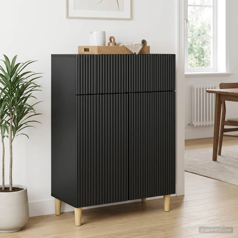 Kabalas su stalčių Juoda 66 x 34,5 x 90 cm Apdirbta mediena