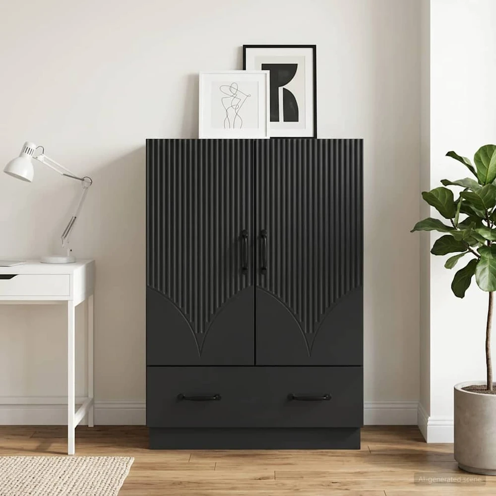 Kabalas su stalčių Juoda 66 x 34,5 x 92 cm Apdirbta mediena