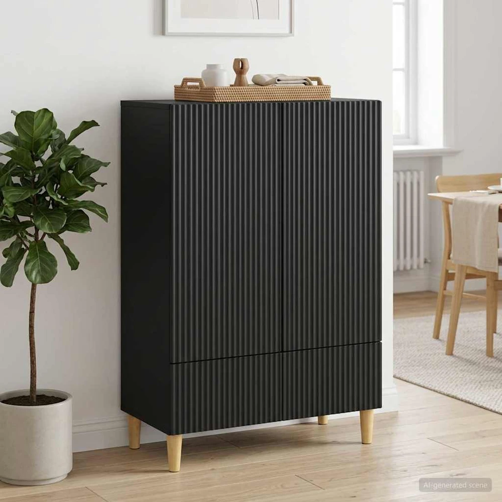 Kabalas su stalčių Juoda 66 x 34,5 x 95 cm Apdirbta mediena