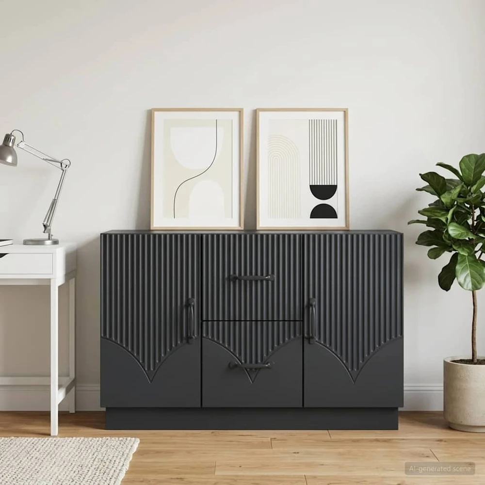 Kabalas su stalčių Juoda 89 x 34,5 x 57 cm Apdirbta mediena