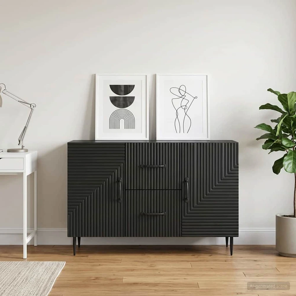 Kabalas su stalčių Juoda 89 x 34,5 x 60 cm Apdirbta mediena