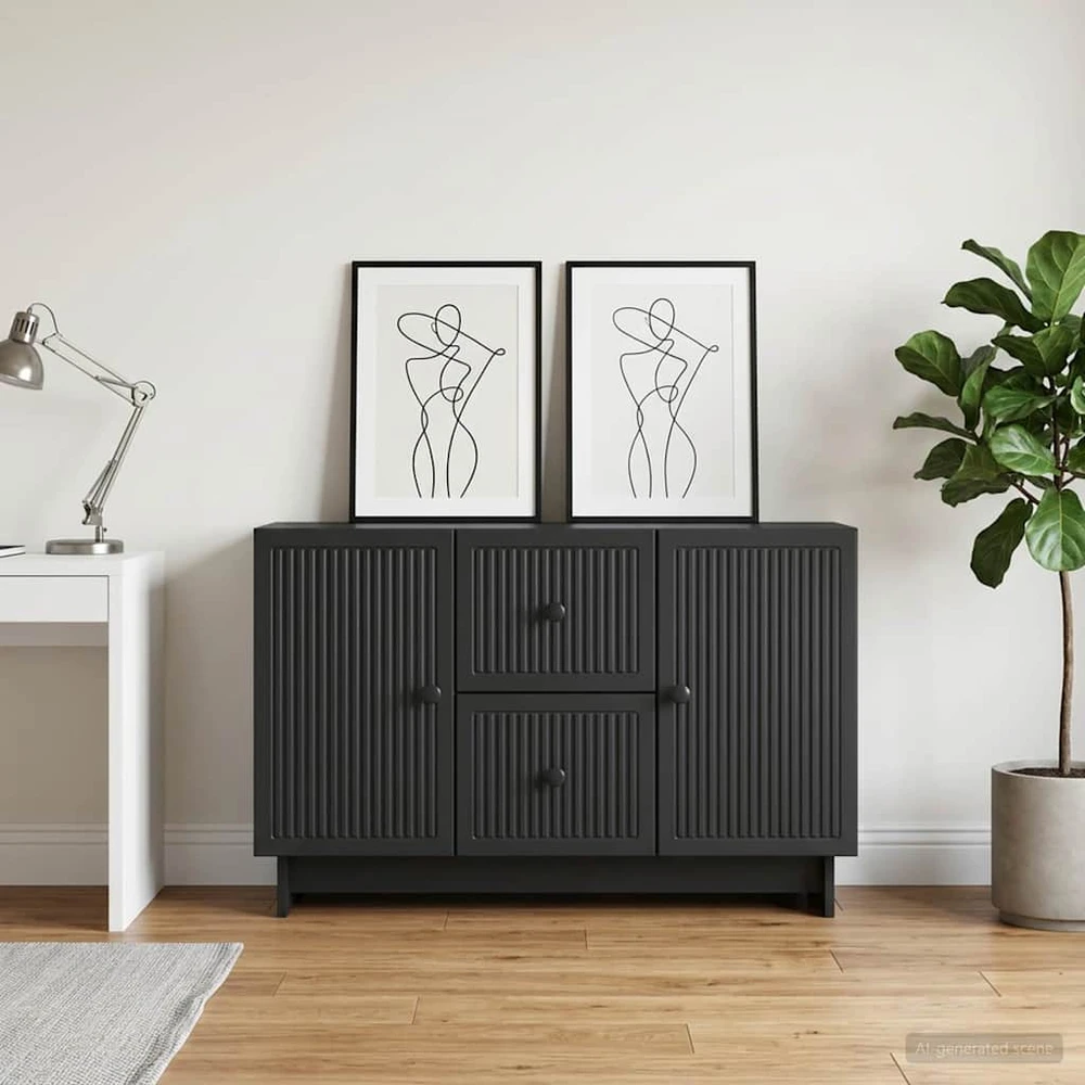 Kabalas su stalčių Juoda 89 x 34,5 x 60 cm Apdirbta mediena