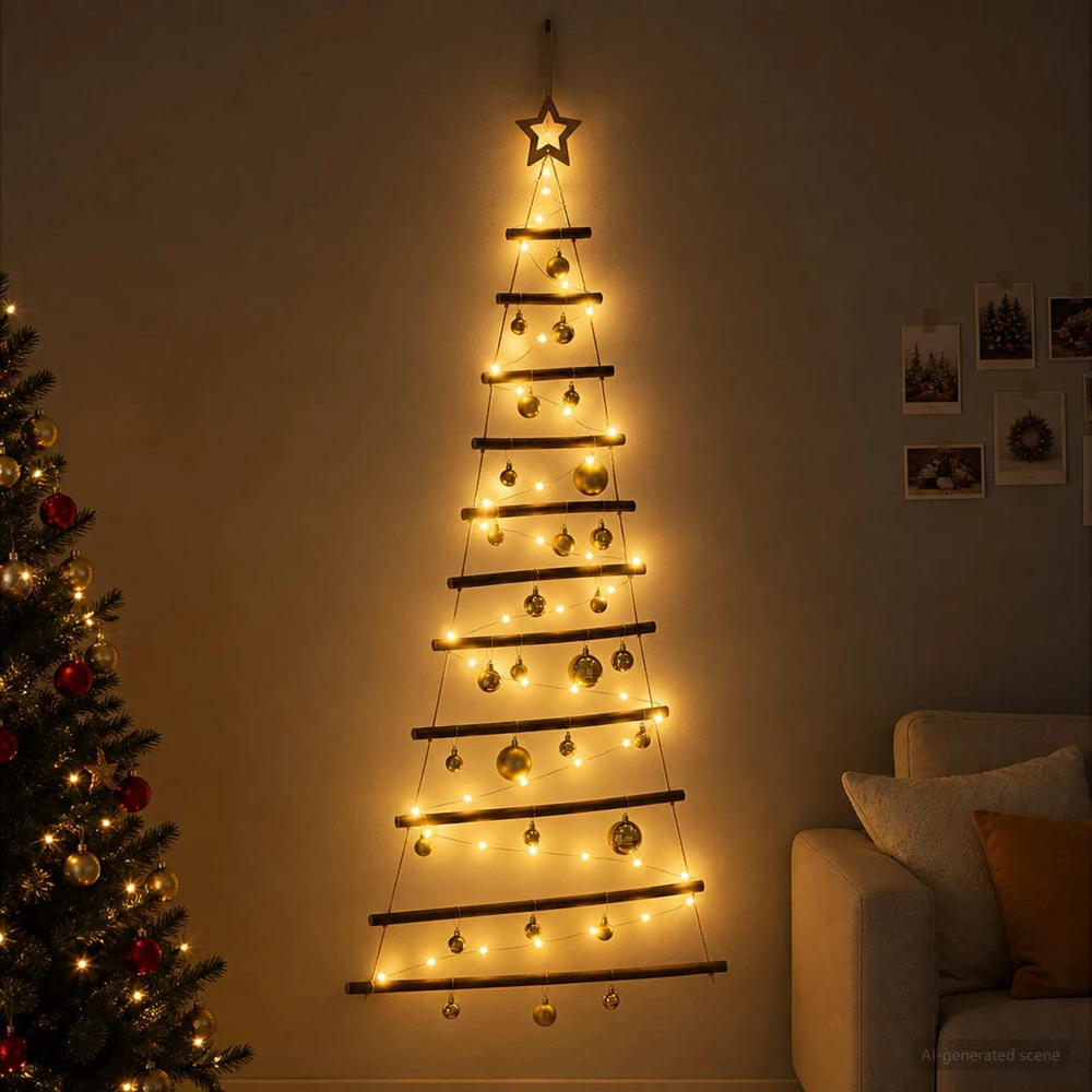Kabančios Kalėdų eglutės su žaisliukais 150 cm 80 LED