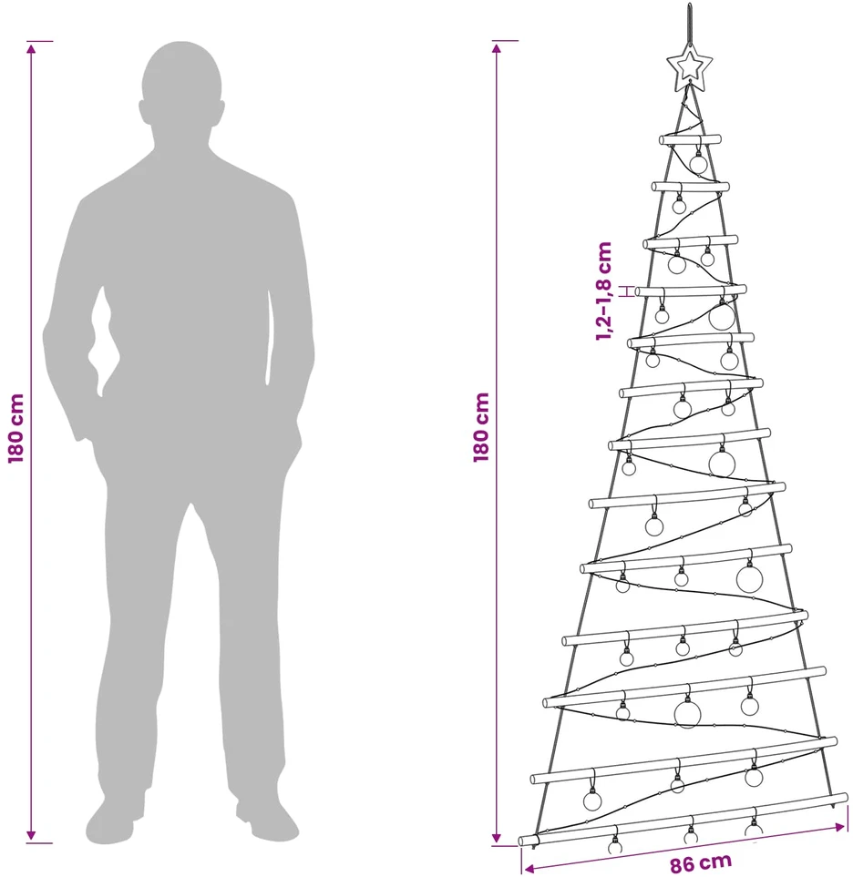 Kabančios Kalėdų eglutės su žaisliukais 180 cm 100 LED