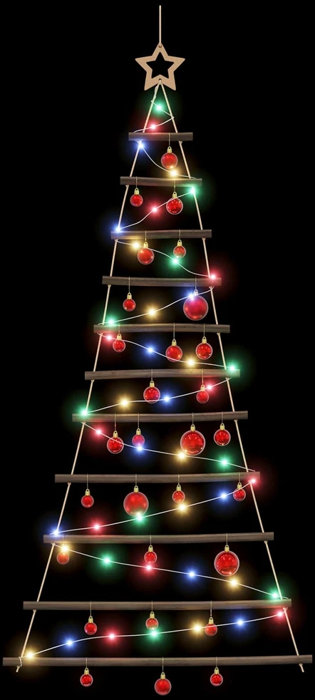 Kabančios Kalėdų eglutės su žaisliukais 150 cm 80 LED