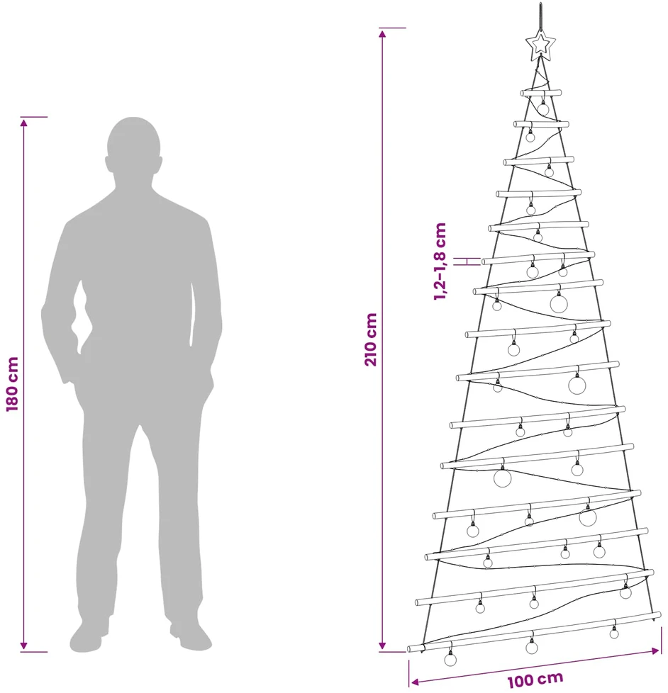 Kabančios Kalėdų eglutės su žaisliukais 210 cm 130 LED
