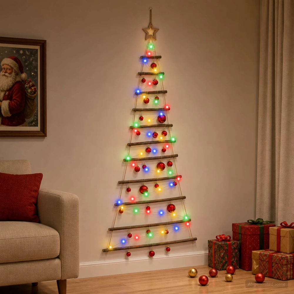 Kabančios Kalėdų eglutės su žaisliukais 150 cm 80 LED