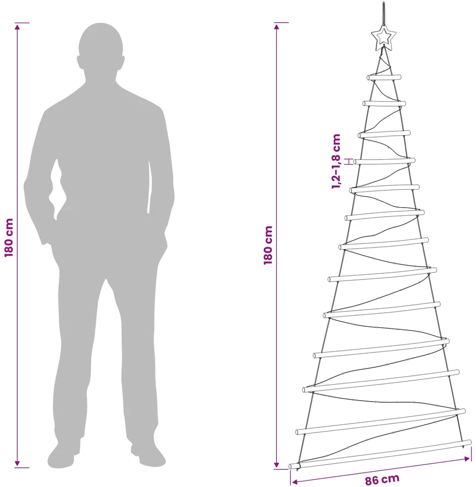 Kabantis Kalėdų medis 180 cm 100 LED Įvairių spalvų