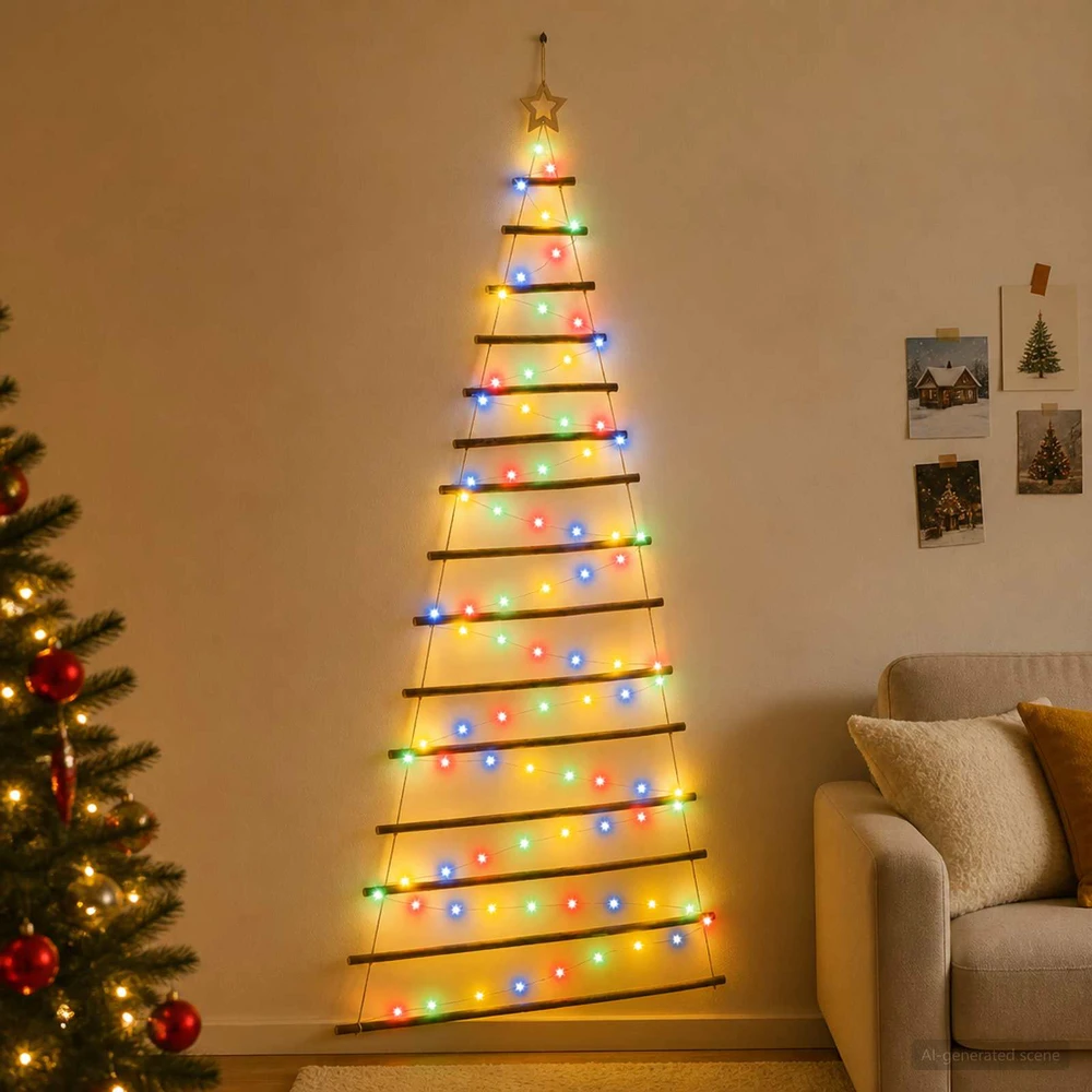 Kabantis Kalėdų medis 210 cm 130 LED Įvairių spalvų