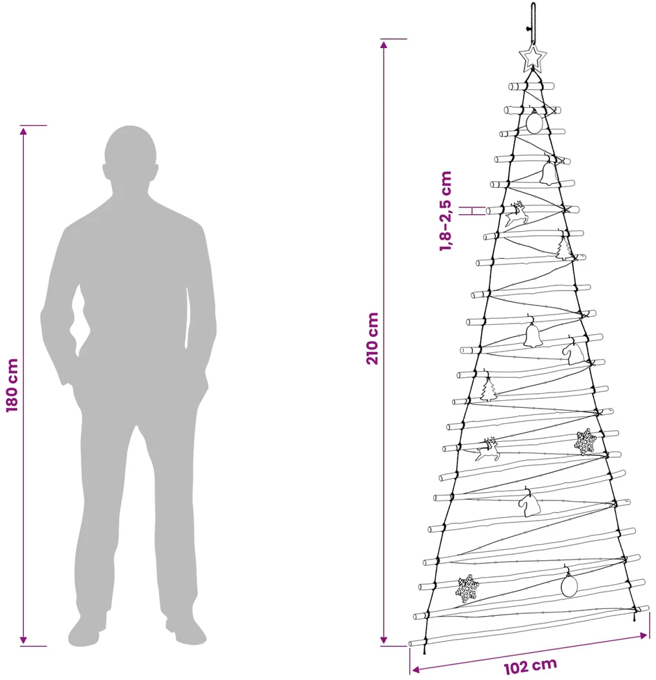 Kabantis Kalėdų medis 210 cm 130 LED Įvairių spalvų