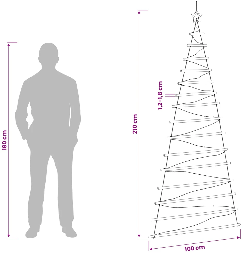 Kabantis Kalėdų medis 210 cm 130 LED Šilta balta