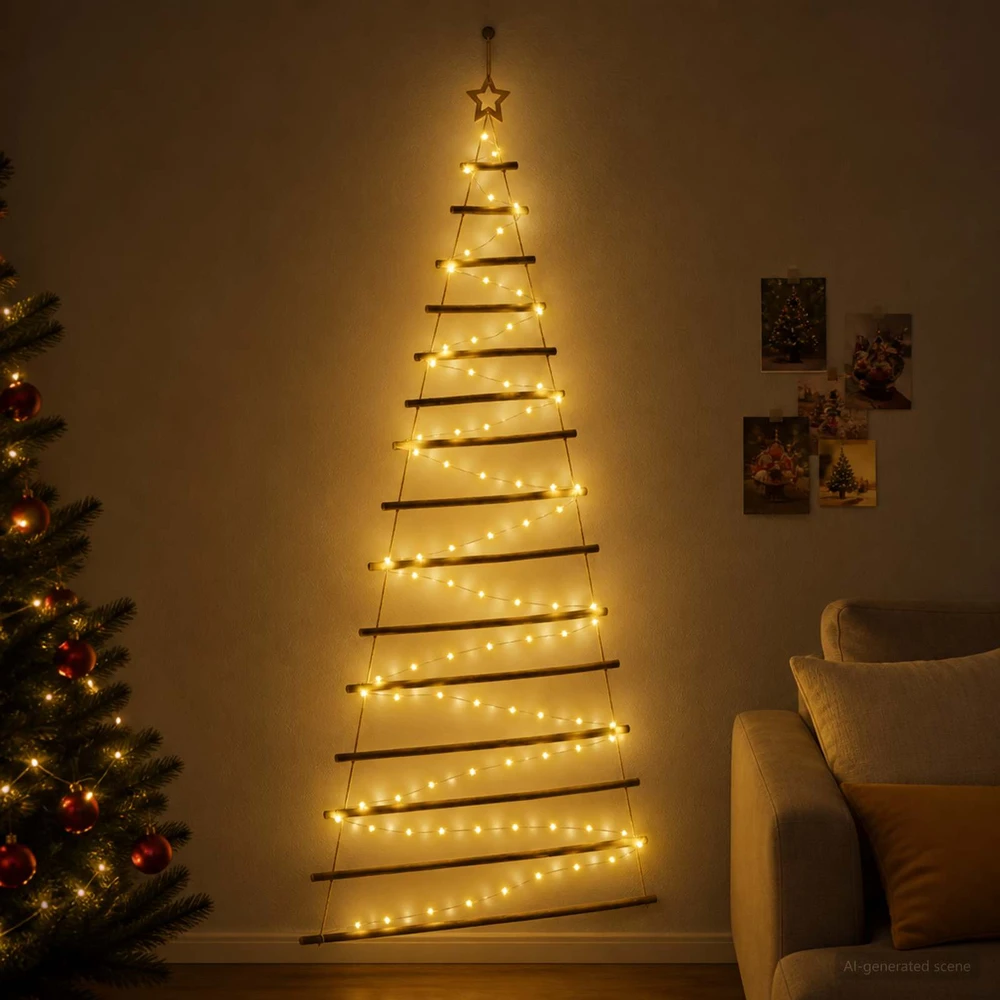 Kabantis Kalėdų medis 210 cm 130 LED Šilta balta