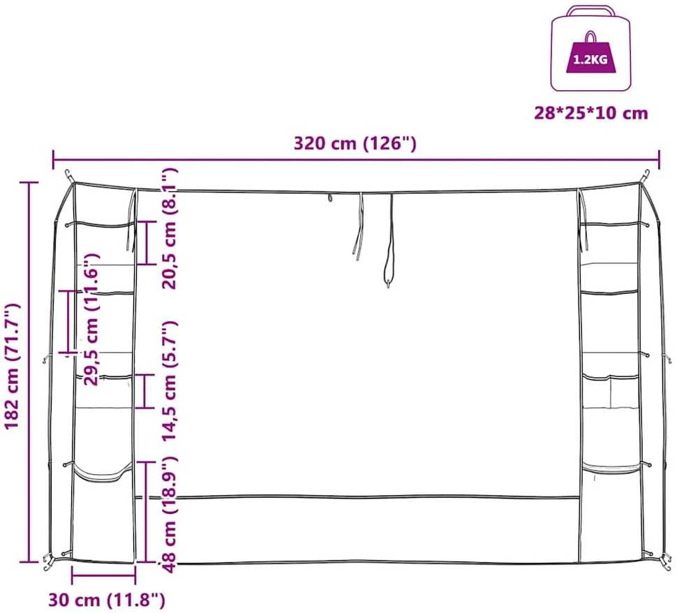 Kabantis palapinės organizatorius Pilka ir mėlyna 320 x 182 cm