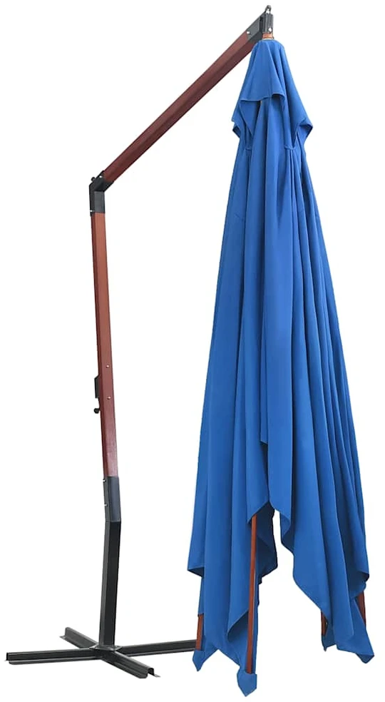 Kabantis skėtis su mediniu stulpu, mėlynas, 400x300cm