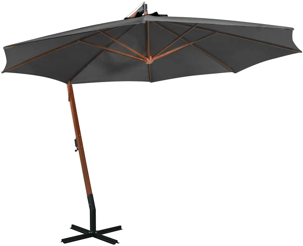 Kabantis sodo skėtis su stulpu, antracito, 3,5x2,9m, eglė