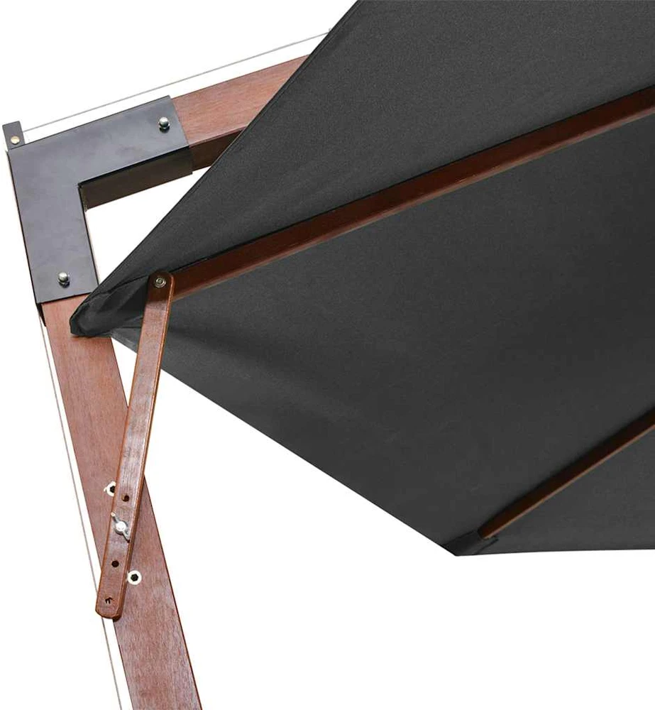 Kabantis sodo skėtis su stulpu, antracito, 3,5x2,9m, eglė