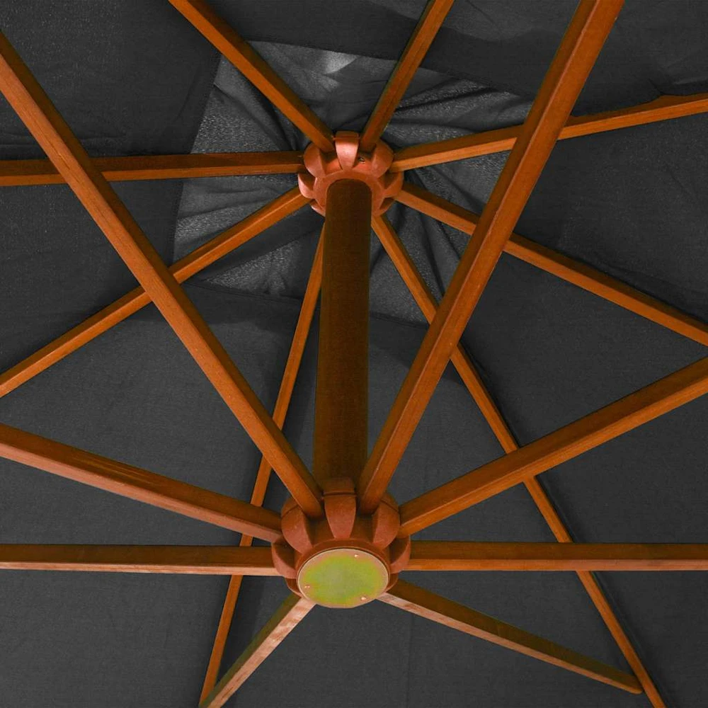 Kabantis sodo skėtis su stulpu, antracito, 3x3m, eglės masyvas