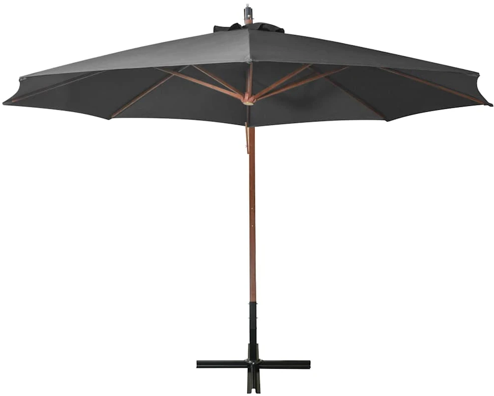 Kabantis sodo skėtis su stulpu, antracito, 3,5x2,9m, eglė