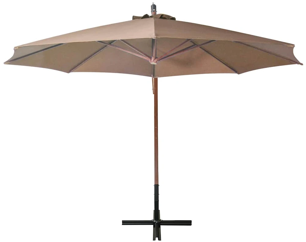 Kabantis sodo skėtis su stulpu, taupe, 3,5x2,9m, eglės masyvas