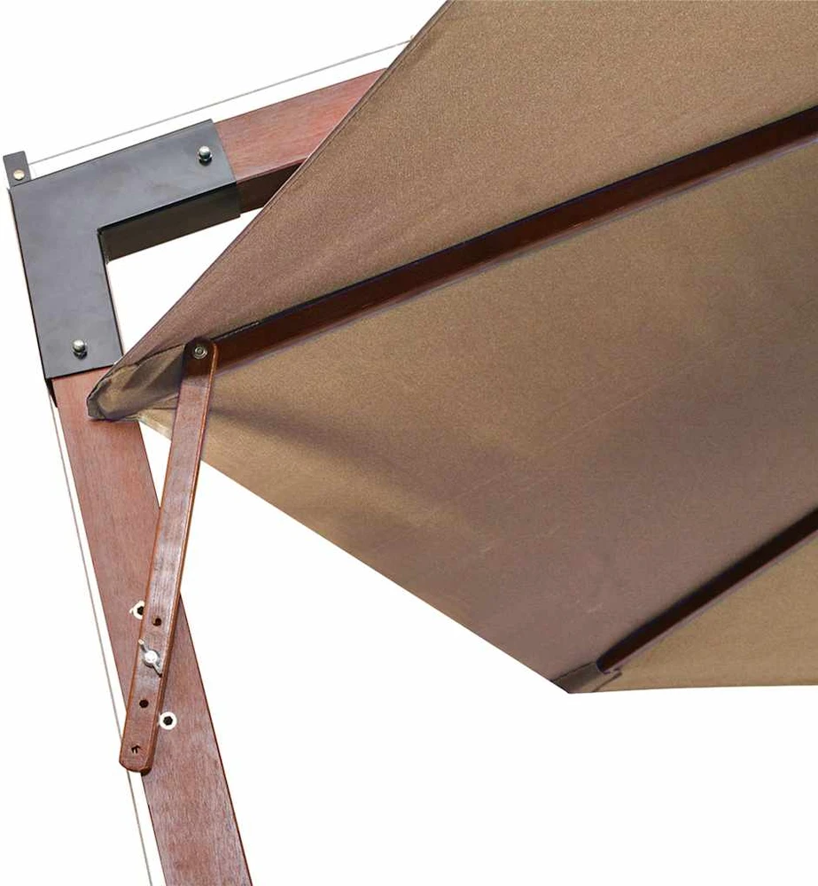 Kabantis sodo skėtis su stulpu, taupe, 3,5x2,9m, eglės masyvas
