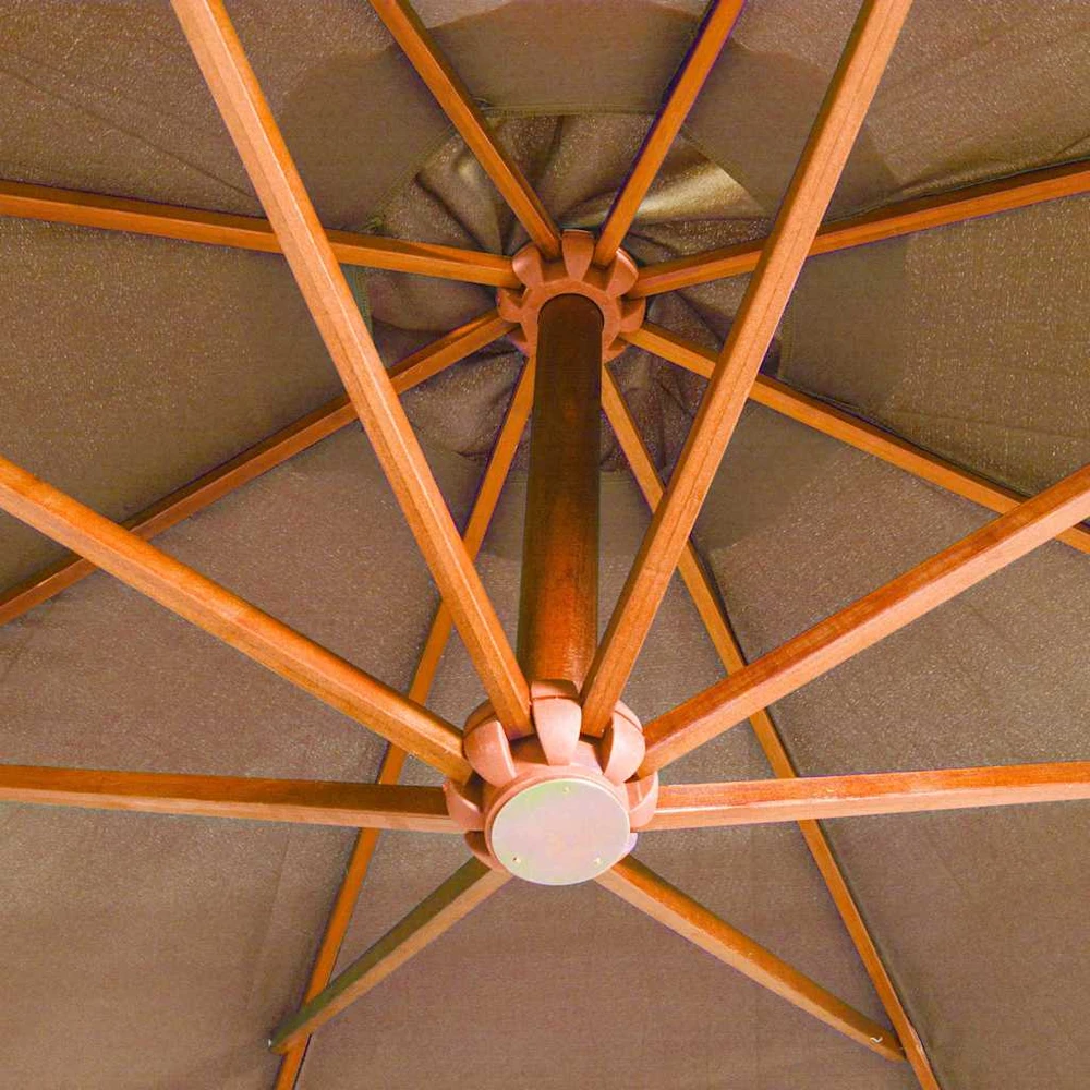 Kabantis sodo skėtis su stulpu, taupe, 3,5x2,9m, eglės masyvas