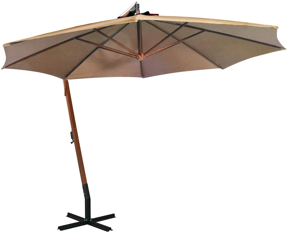 Kabantis sodo skėtis su stulpu, taupe, 3,5x2,9m, eglės masyvas