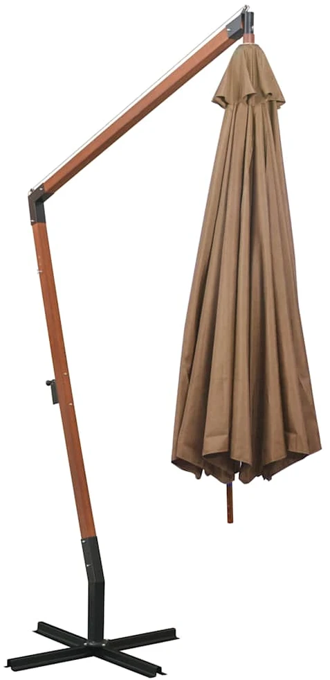 Kabantis sodo skėtis su stulpu, taupe, 3,5x2,9m, eglės masyvas