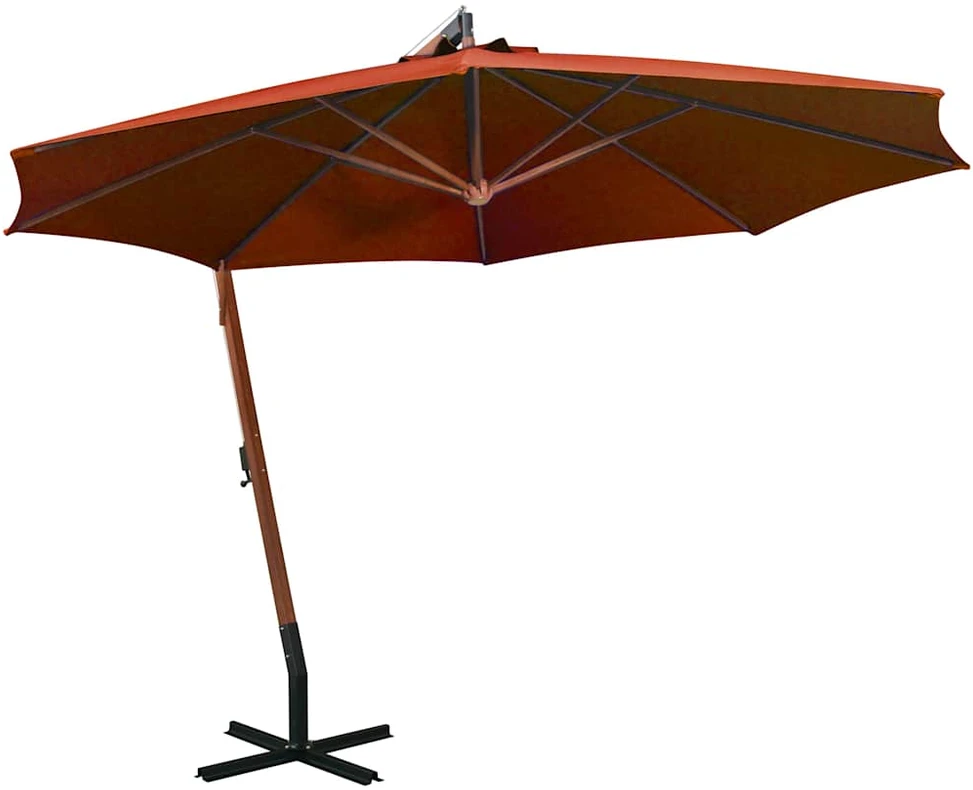Kabantis sodo skėtis su stulpu, terakota, 3,5x2,9m, eglė