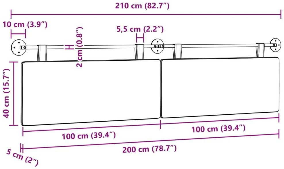 Pakabinamas lovos galvūgalis Tamsiai pilka Kordūrinis audinys