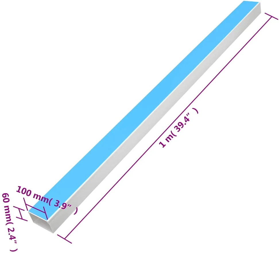 Kabelių kanalas, 100x60mm, 10m, PVC, savaime prilimpantis