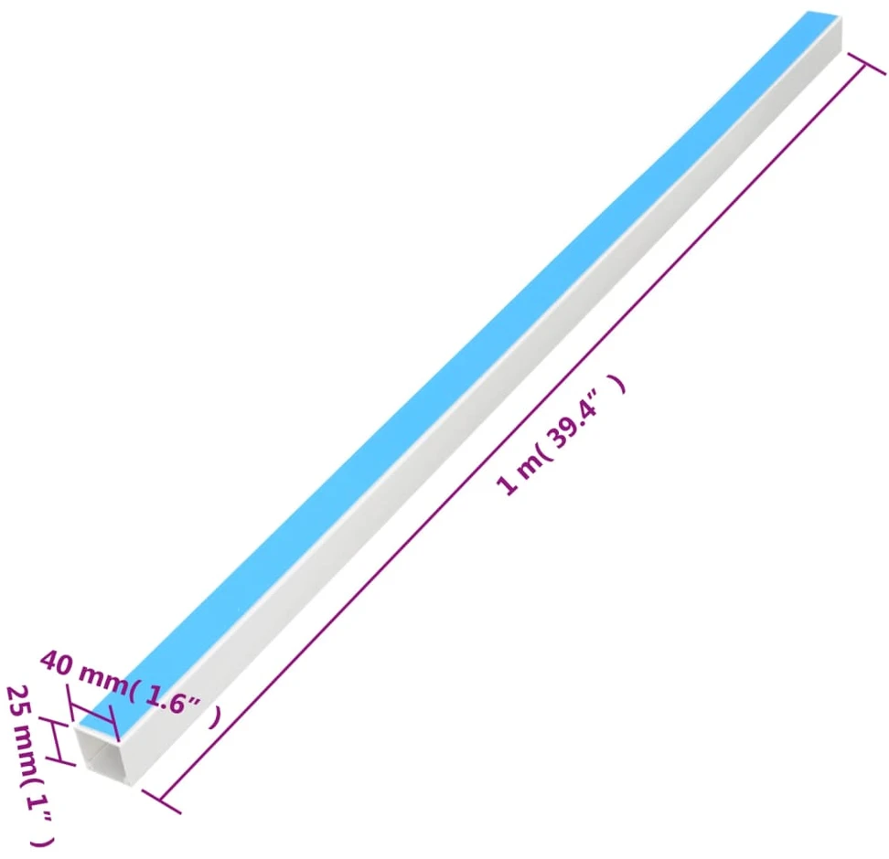 Kabelių kanalas, 40x25mm, 10m, PVC, savaime prilimpantis