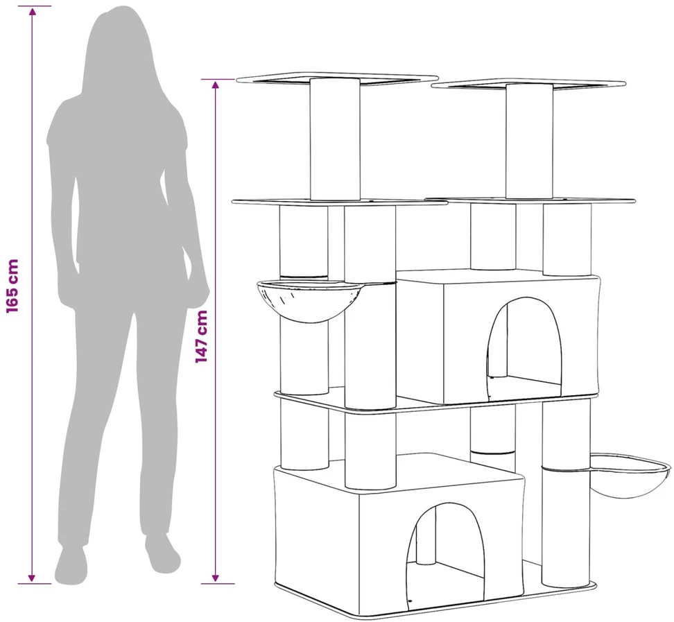 Kačių medis su sisaliniu šveitimu 2 vnt. Tamsiai pilka 147 cm