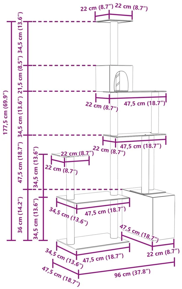 Kačių medis su sisaliniu šveitimu Kreminė 177,5 cm