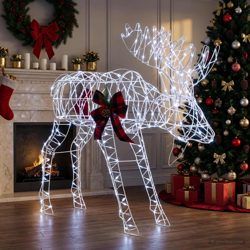 Kalėdinė briedžio dekoracija 340 LED Šalta balta