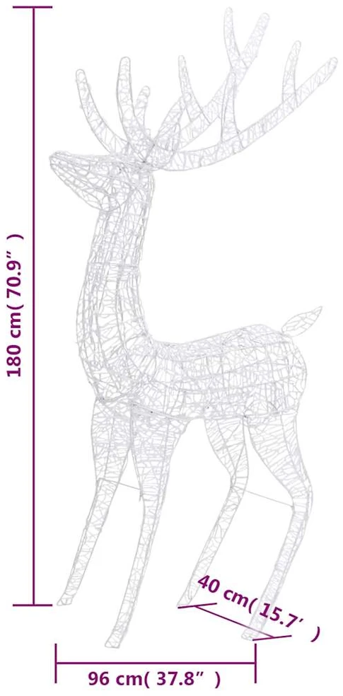 Kalėdinė dekoracija elnias, įvairiaspalvė, 180cm, akrilas