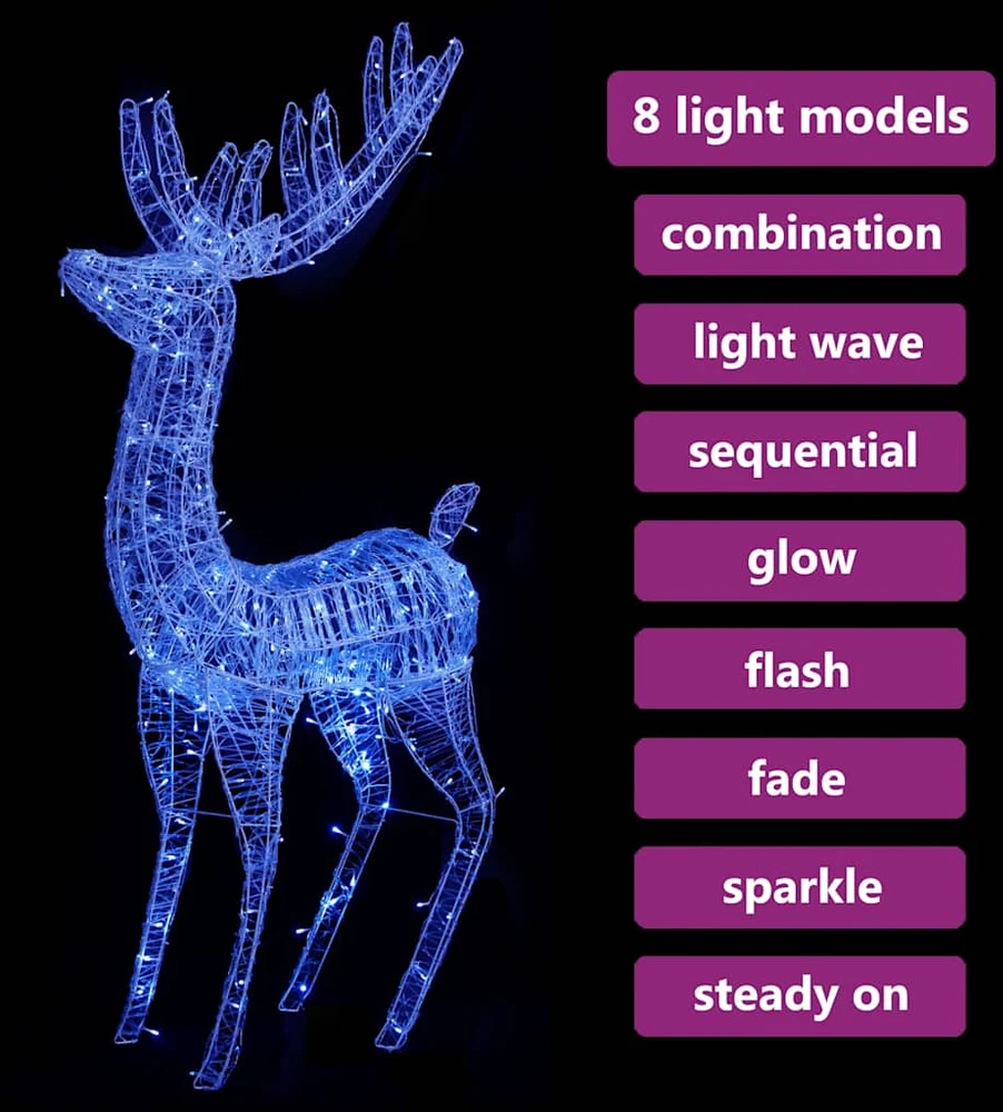 Kalėdinė dekoracija elnias, mėlyna, 180cm, akrilas, 250LED, XXL