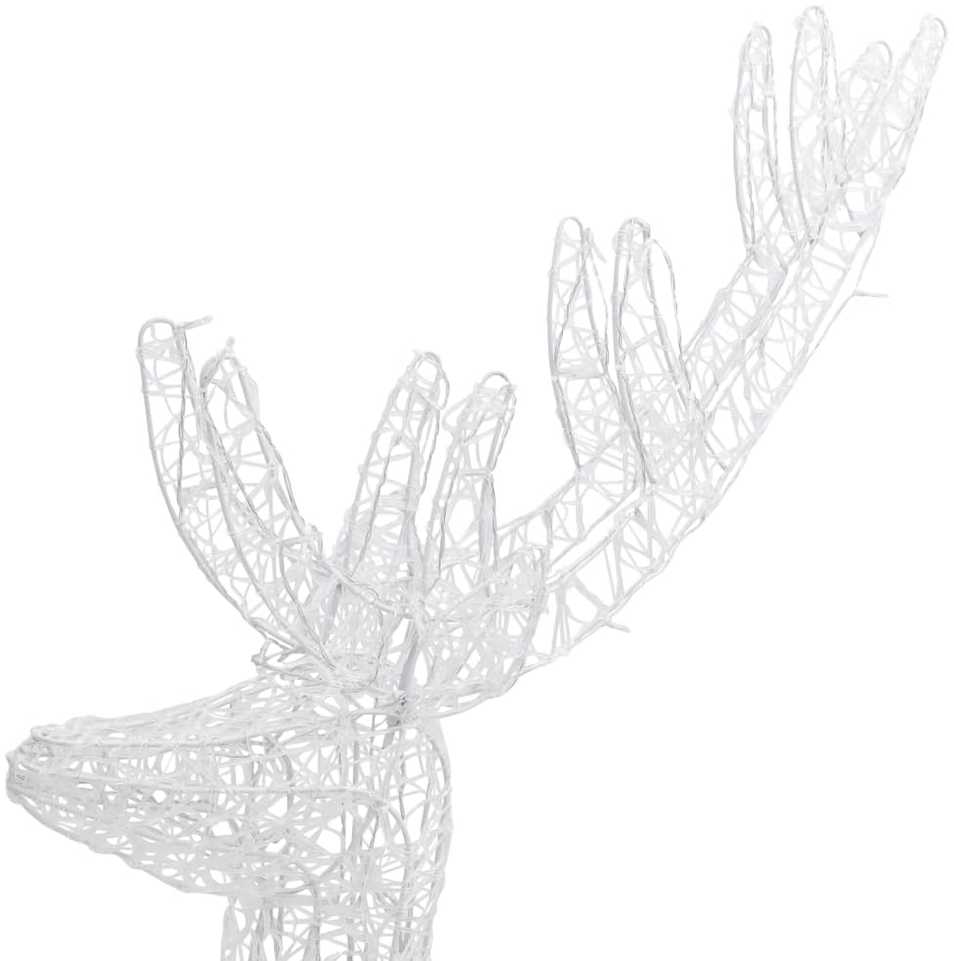 Kalėdinė dekoracija elnias, šiltos baltos, 180cm, akrilas