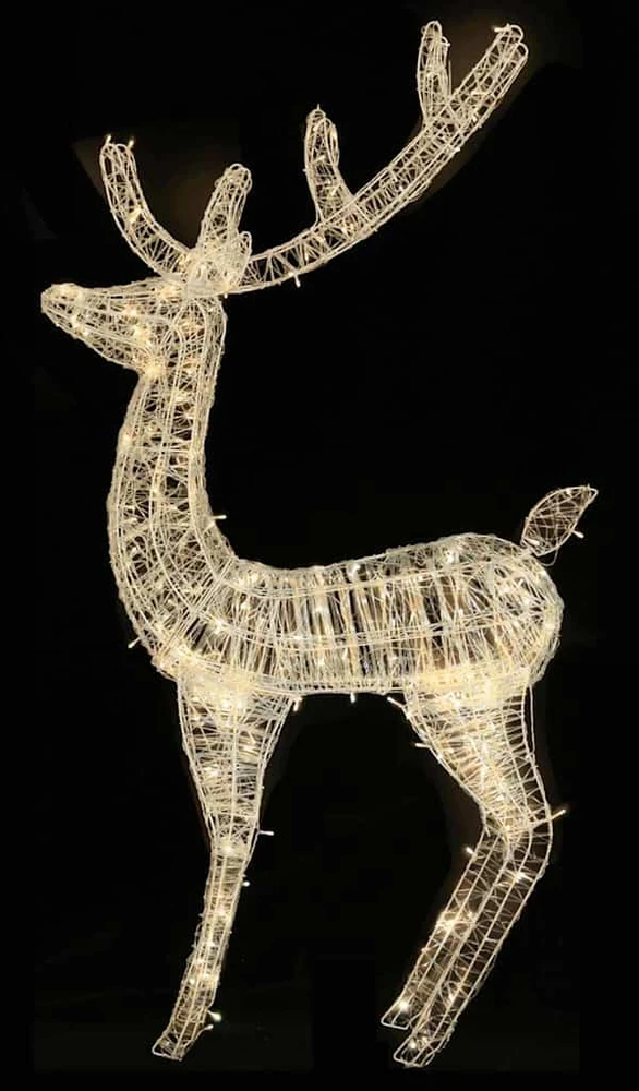 Kalėdinė dekoracija elnias, šiltos baltos, 180cm, akrilas