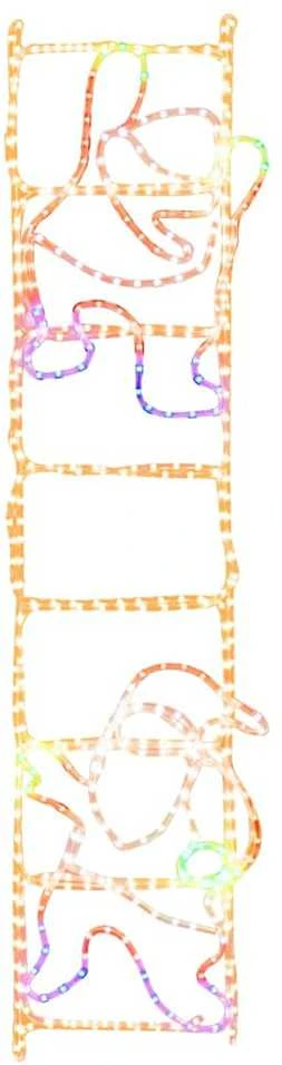 Kalėdinė dekoracija Kalėdų Senelis ant kopėčių su LED, 50x200cm