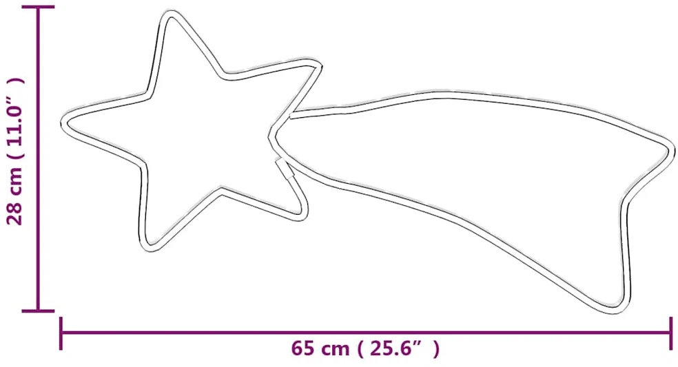 Kalėdinė dekoracija kometa su 48 šiltomis baltomis LED, 65x28cm