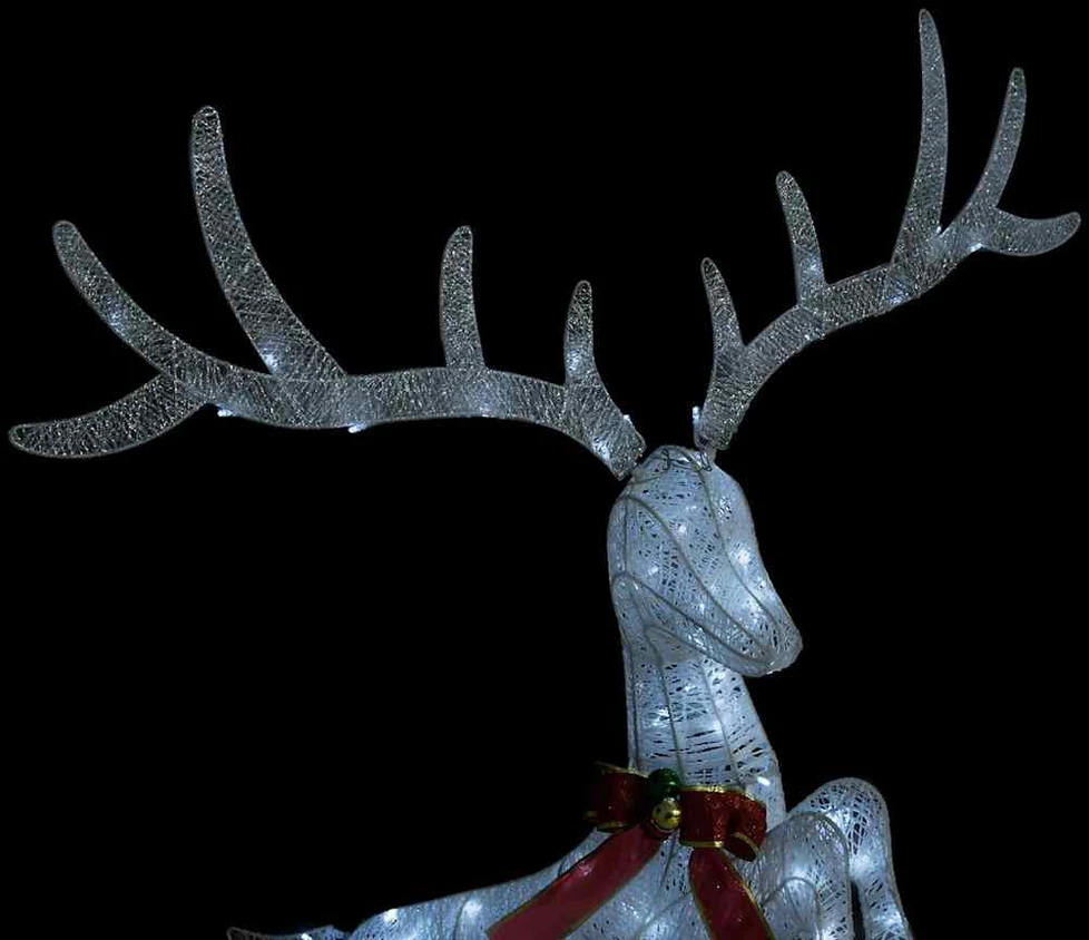Kalėdinė dekoracija skrendantis elnias, baltas, 120 šaltų LED